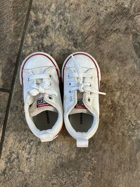 Converse Kids White Low-Top Sneakers with Red Trim